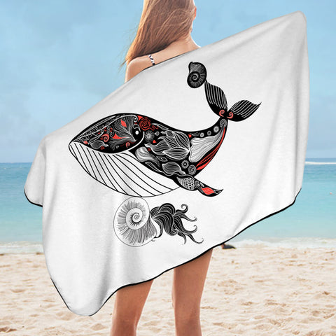Image of Pattern On Whale Sketch  SWYJ3684 Bath Towel