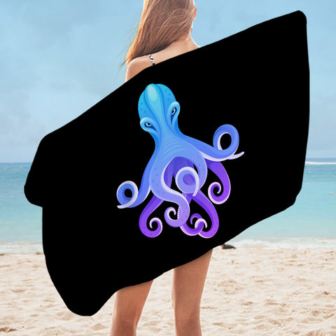 Image of Gradient Blue&Purple Angry Octopus SWYJ3687 Bath Towel