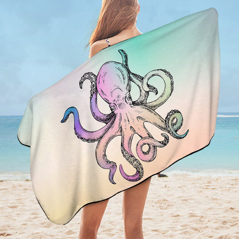 Image of Multicolor Gradient Octopus SWYJ3692 Bath Towel