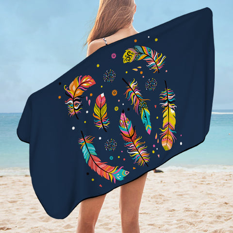 Image of Colorful Feather & Dot  SWYJ3697 Bath Towel