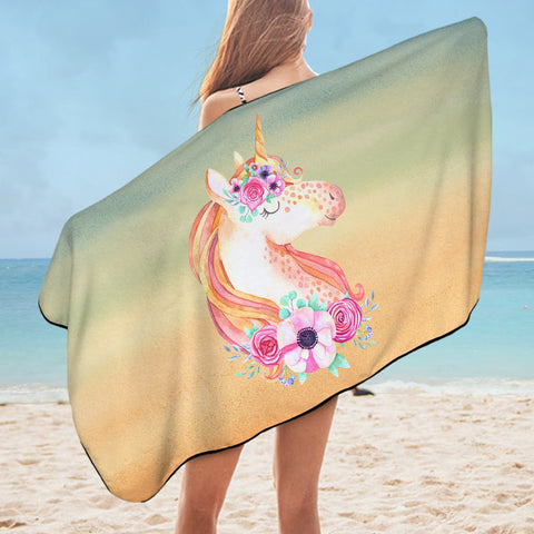 Image of Pastel Floral Unicorn SWYJ3702 Bath Towel