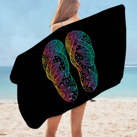 Image of Colorful Floral Shoes Print SWYJ3737 Bath Towel