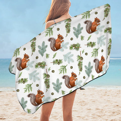 Image of Squirrel and Chestnut Monogram SWYJ3739 Bath Towel