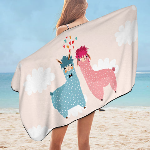 Image of Cute In-Love Alpaca SWYJ3740 Bath Towel