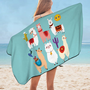 Cute Cartoon Alpacas SWYJ3741 Bath Towel