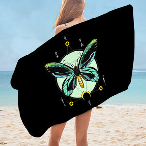 Neon Green and Blue Gradient Butterfly Illustration SWYJ3751 Bath Towel
