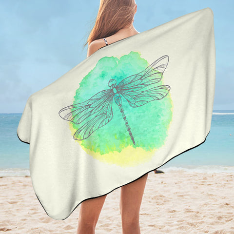 Image of Light Green Spray and Butterfly Line Sketch SWYJ3753 Bath Towel