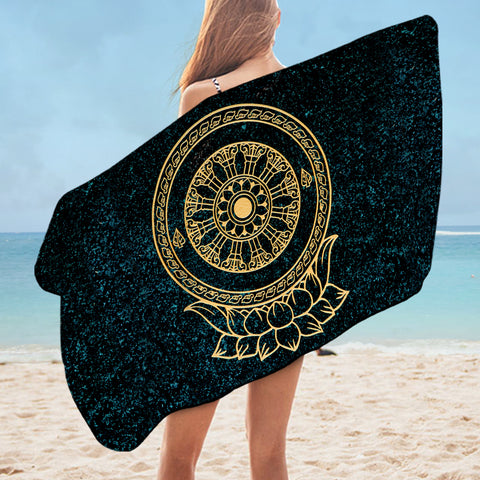 Image of Gold Metal Lotus Mandala  SWYJ3797 Bath Towel