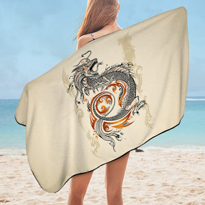 Gold Asian Dragon Beige SWYJ3798 Bath Towel