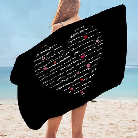 Image of Love Text in Heart  SWYJ3799 Bath Towel
