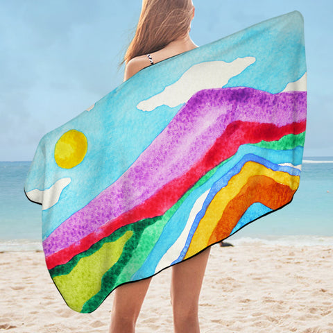 Image of RGB Colorful Waves on Mountain SWYJ3808 Bath Towel