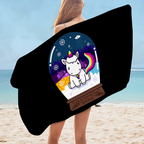 Image of Cute Unicorn in Snow Globe SWYJ3809 Bath Towel