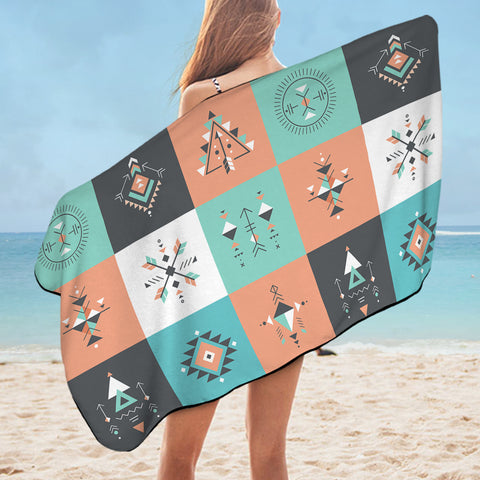 Image of Colorful Pastel Aztec Checkerboard SWYJ3869 Bath Towel