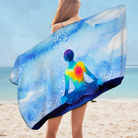 Image of Human Heat Yoga Blue Theme SWYJ3874 Bath Towel