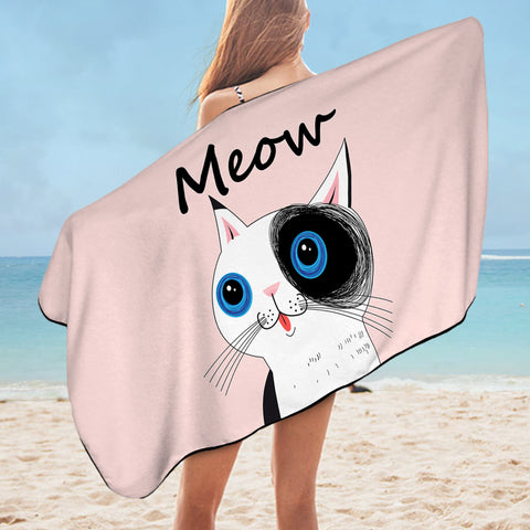 Image of Cute Cat Meow Pink Theme SWYJ3875 Bath Towel