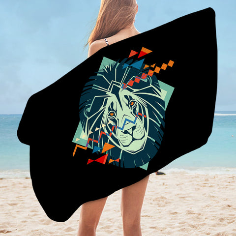 Image of Lion Triangle Geometric Illustration  SWYJ3917 Bath Towel