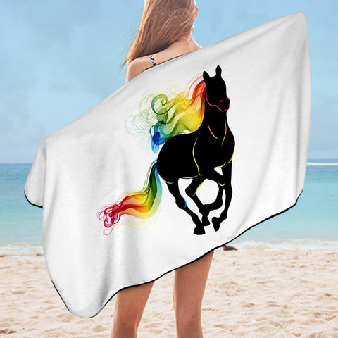 Image of Rainbow Gradient Color Horse SWYJ3921 Bath Towel