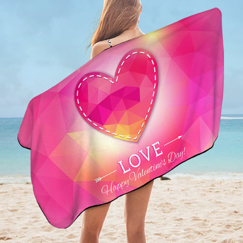 Image of Heart Geometric Valentine's Day SWYJ3922 Bath Towel