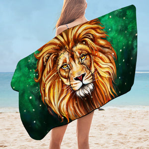 Watercolor Draw Lion Green Theme SWYJ3941 Bath Towel