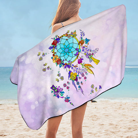 Image of Multicolor Floral Dream Catcher Purple SWYJ3942 Bath Towel