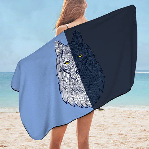 Image of 2-tone Geometric Gray Wolf SWYJ4109 Bath Towel