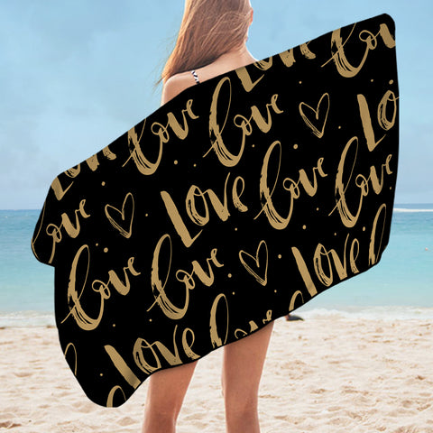 Image of Golden Love Text SWYJ4111 Bath Towel