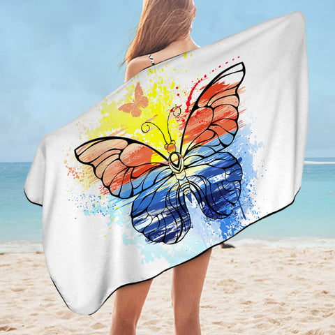 Image of Ocean Watercolor Print Butterfly SWYJ4114 Bath Towel