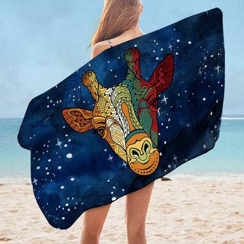 Image of Mandala Giraffe Galaxy Theme SWYJ4118 Bath Towel