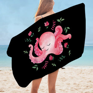 Cute Floral Pink Octopus SWYJ4287 Bath Towel