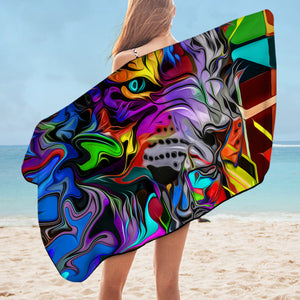 Colorful Curve Art Wolf SWYJ4288 Bath Towel