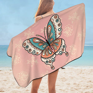 Vintage Butterfly Floral Pink Theme SWYJ4291 Bath Towel