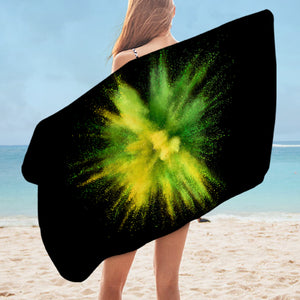 Green & Yellow Splash Black Theme SWYJ4301 Bath Towel
