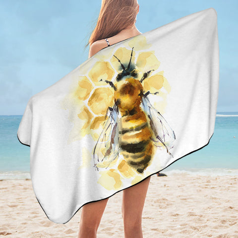 Image of Queen Bee Watercolor Painting SWYJ4404 Bath Towel