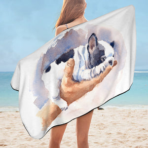 Dairy Pug On Hand Watercolor Painting SWYJ4407 Bath Towel
