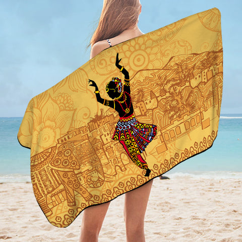 Image of Dancing Egyptian Lady In Aztec Clothes SWYJ4426 Bath Towel