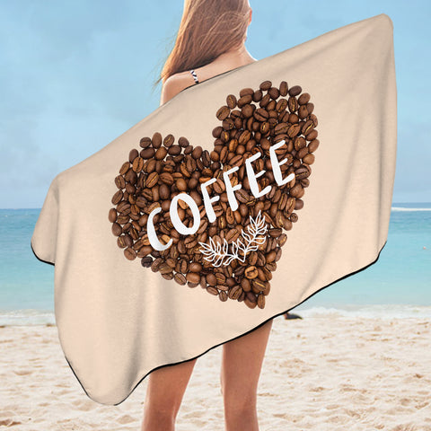 Image of Love In Coffee Bean - Heart Shape SWYJ4436 Bath Towel