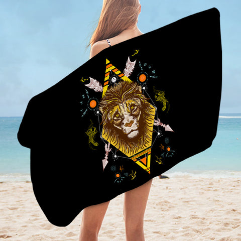 Image of Vintage Lion Arrows Aztec Illustration SWYJ4447 Bath Towel