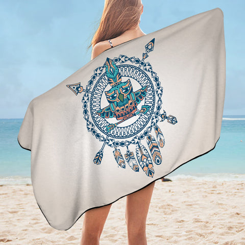 Image of Vintage Aztec Dream Catcher Owl Logo SWYJ4451 Bath Towel