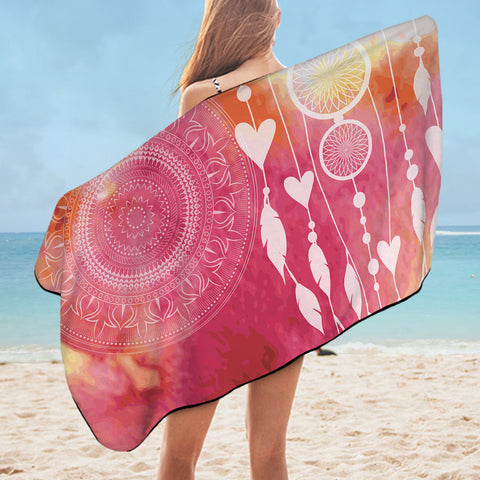 Image of Mandala Dream Catcher Pink Theme SWYJ4456 Bath Towel