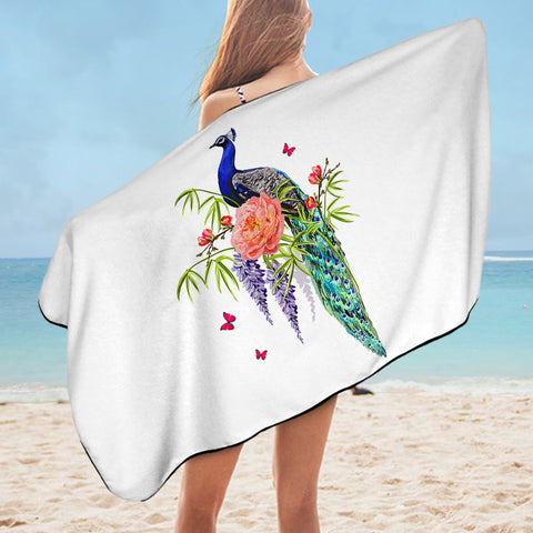 Image of Beautiful Floral Peacock SWYJ4502 Bath Towel
