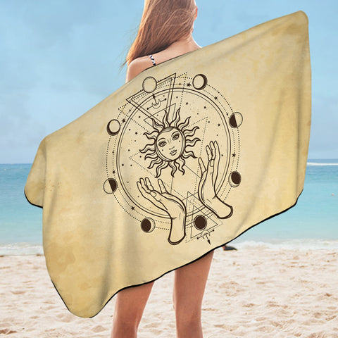 Image of Vintage Round Zodiac Sun & Moon SWYJ4503 Bath Towel