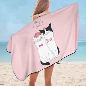 Cute My Sweet Loving Cats Pink Theme SWYJ4507 Bath Towel