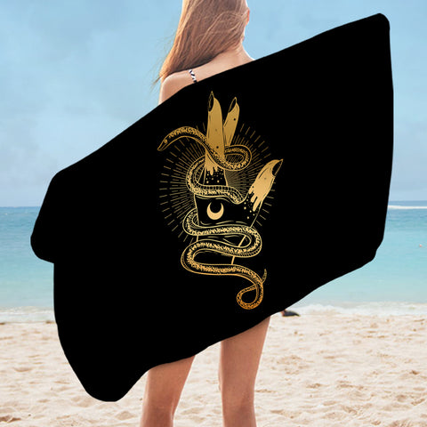 Image of Golden Snake Rolling Up Hand SWYJ4511 Bath Towel