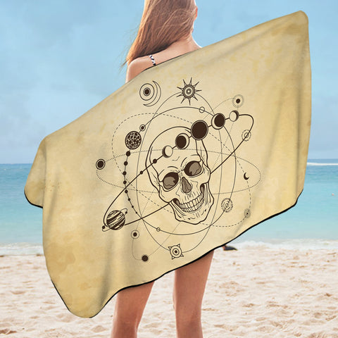 Image of Retro Skull Galaxy Sketch SWYJ4524 Bath Towel