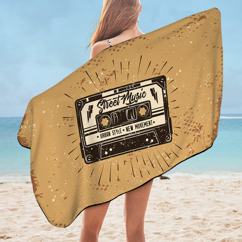 Image of Retro Cassette Street Music SWYJ4526 Bath Towel