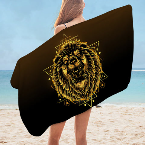 Image of Modern Golden Lion Zodiac Black Theme SWYJ4529 Bath Towel