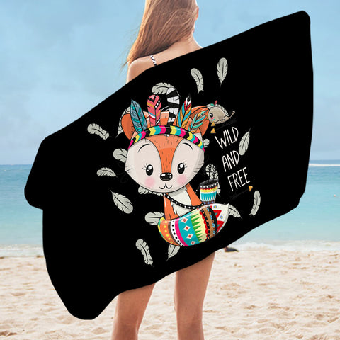 Image of Cute Cartoon Aztec Fox - Wild & Free SWYJ4541 Bath Towel