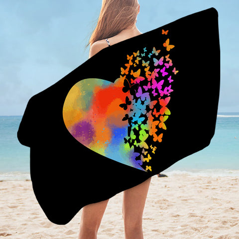 Image of Colorful Faded Butterfly Heart Shape SWYJ4543 Bath Towel