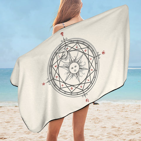 Image of Sun Moon Sign Zodiac Compass SWYJ4579 Bath Towel