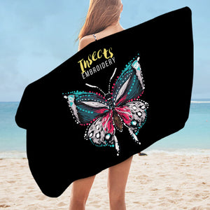 Colorful Butterfly Embroidery Effect SWYJ4583 Bath Towel